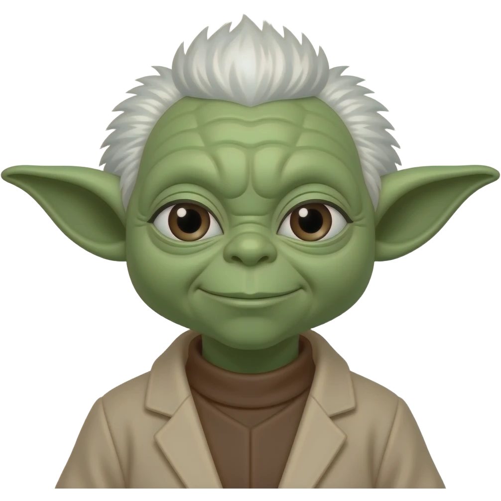 Female Yoda white spikeybhair emoji