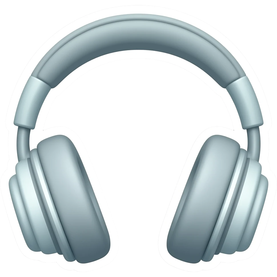 Headphones flat shapes design, cartoonish illustration, pastel colours, rounded, thick outlines, sticker outline emoji