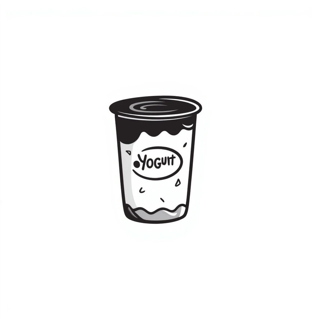 a tub of yoghurt, hand-drawn doodle style, black outlines emoji