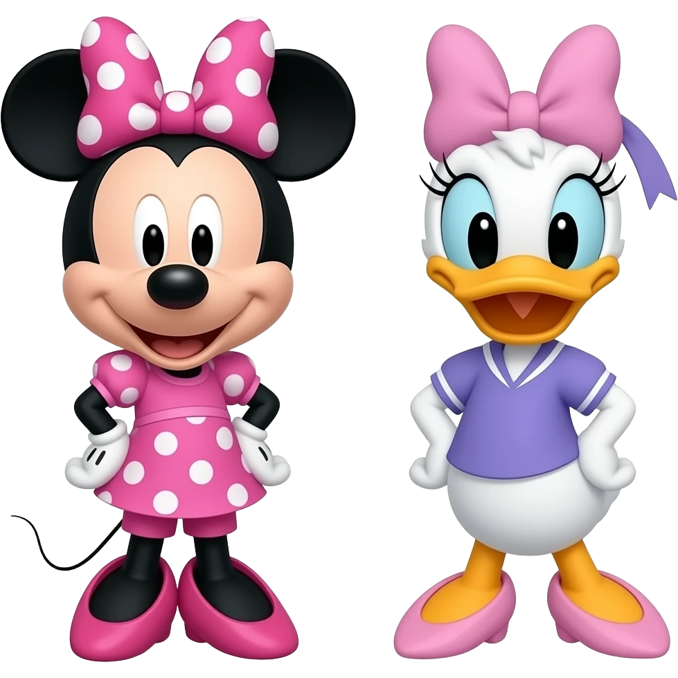 Pink Minnie Mouse and Daisy Duck full-body emoji