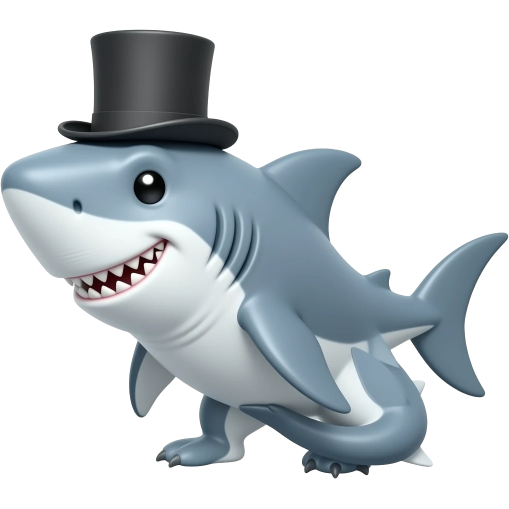 Shark with a top hat emoji