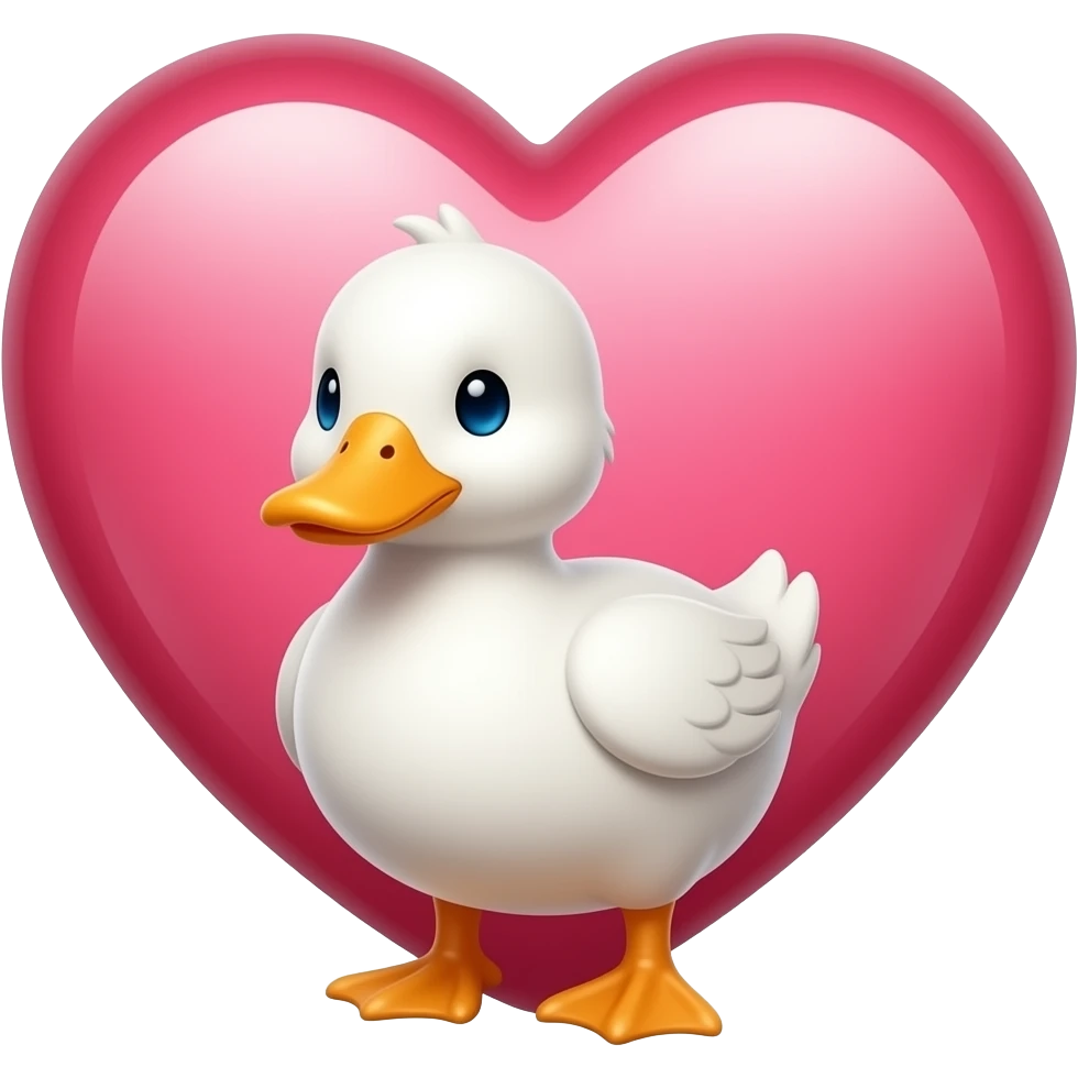 Big heart tiny white duck emoji