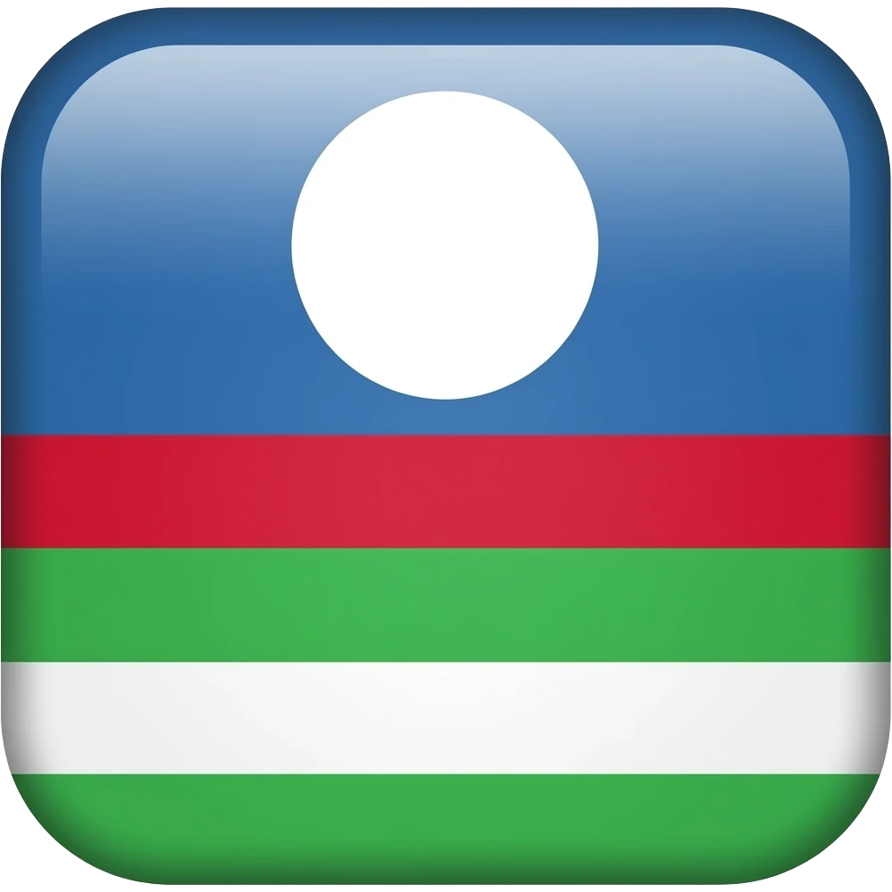 голубое небо без облок 1 белый круг в середине 1 красная полоса в низу 1 зелёная полоса выше красной полосы 1 белая полоса ниже зелёной полосы  в виде флага emoji