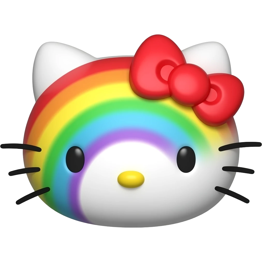 hello kitty face 3d raimbow shadow emoji