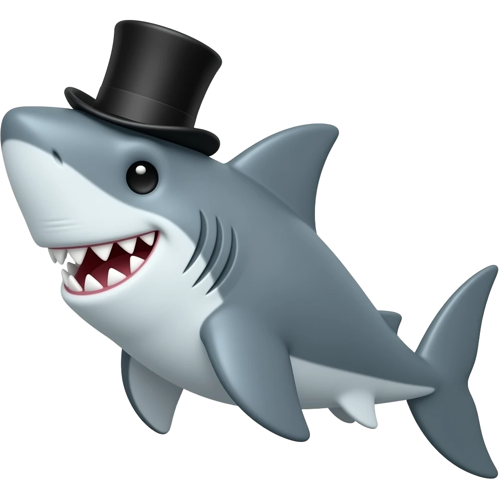 Shark with a top hat emoji