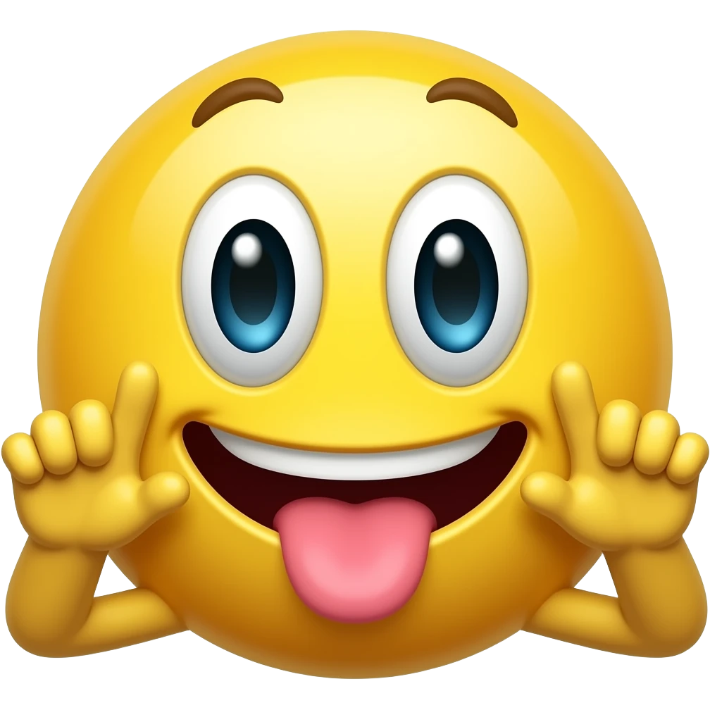 yellow circle with a face on it sticking out its tounge and eyes wide open with hands hitting 67 emoji
