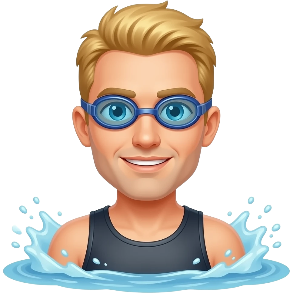 blonder man schwimmt mit der schwimmbrille emoji