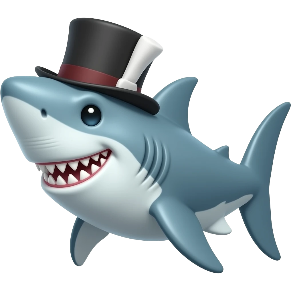 Shark with a top hat emoji