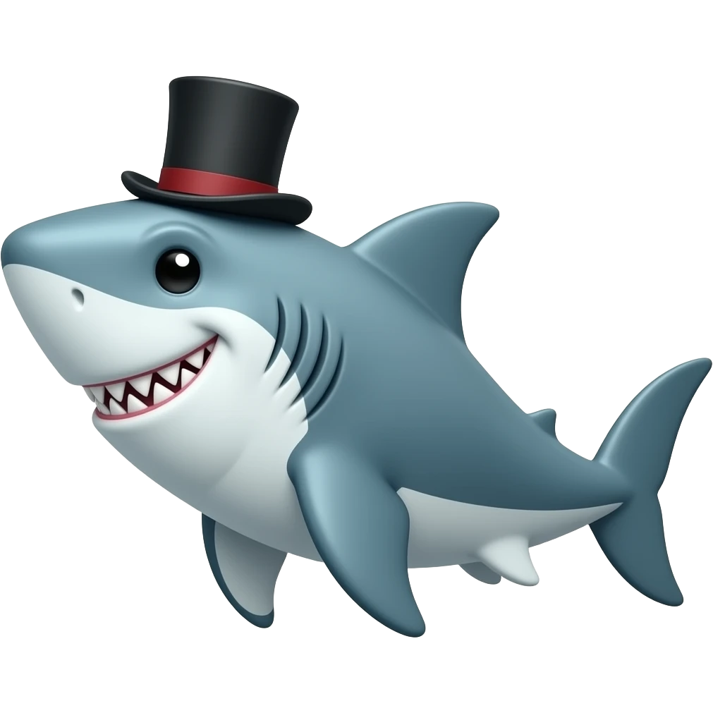 Shark with a top hat emoji
