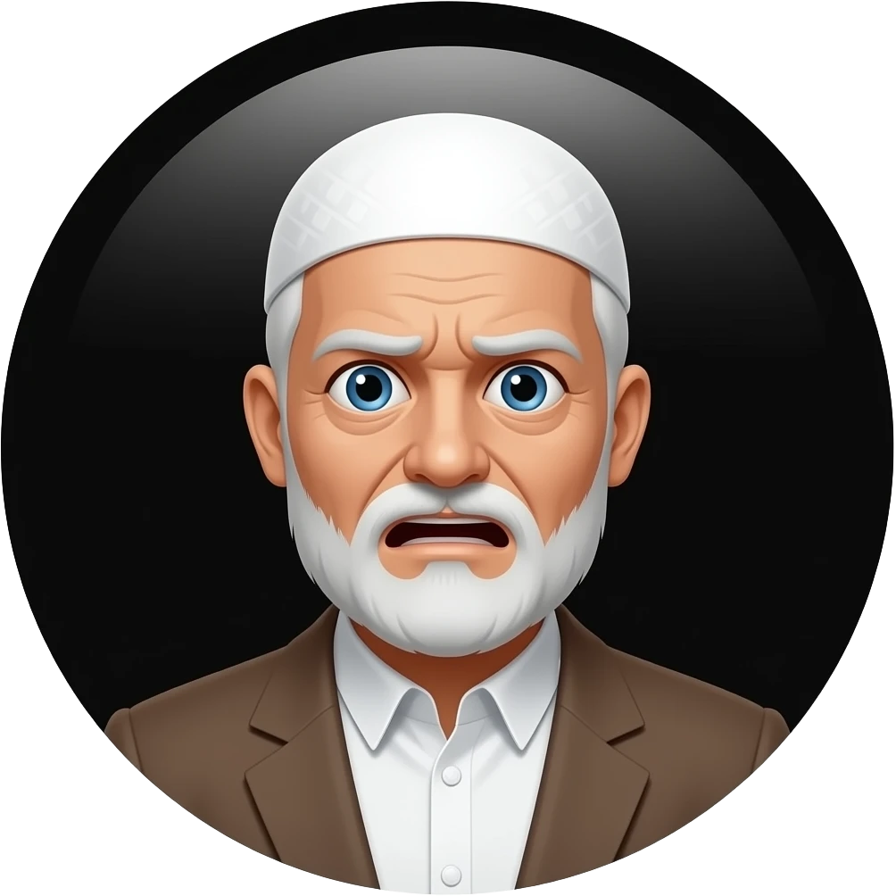 пожилой мужчина мусульмнин напуганный окруженной черной тьмой- пятном вокруг emoji