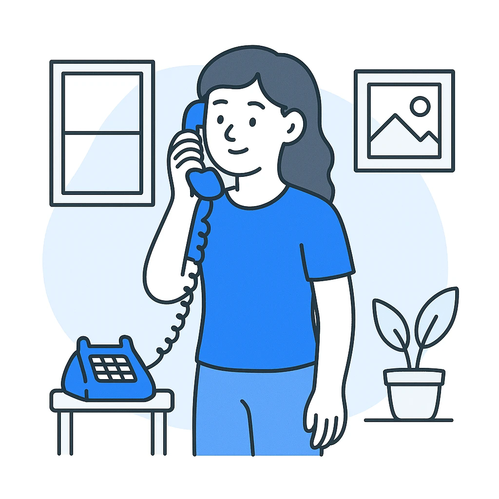 girl talking on telephone in her room emoji