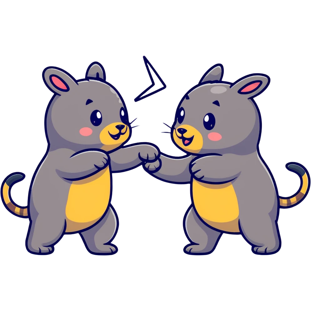 fight between two cute animals emoji