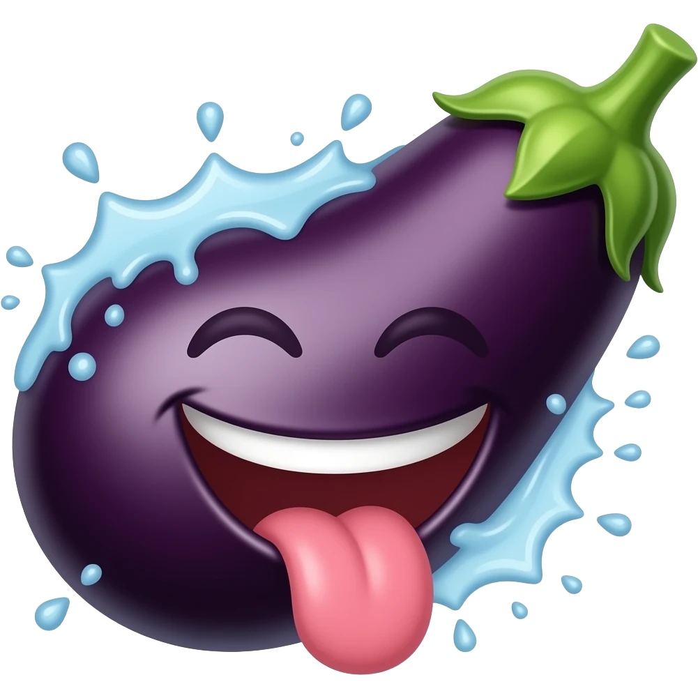I want my emoji having a face with tongue sticking out with a eggplant and water splash emoji
