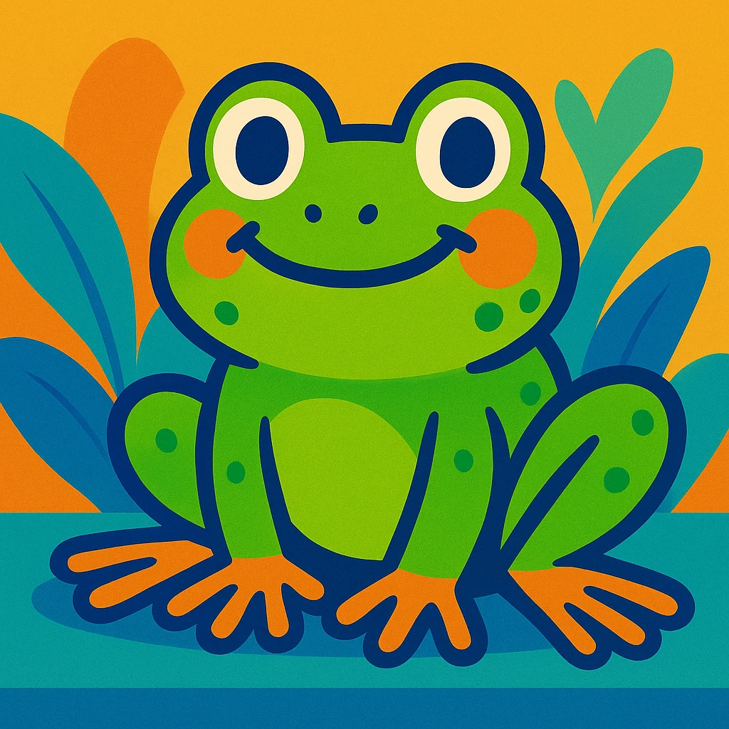 frog vibrant toon style emoji