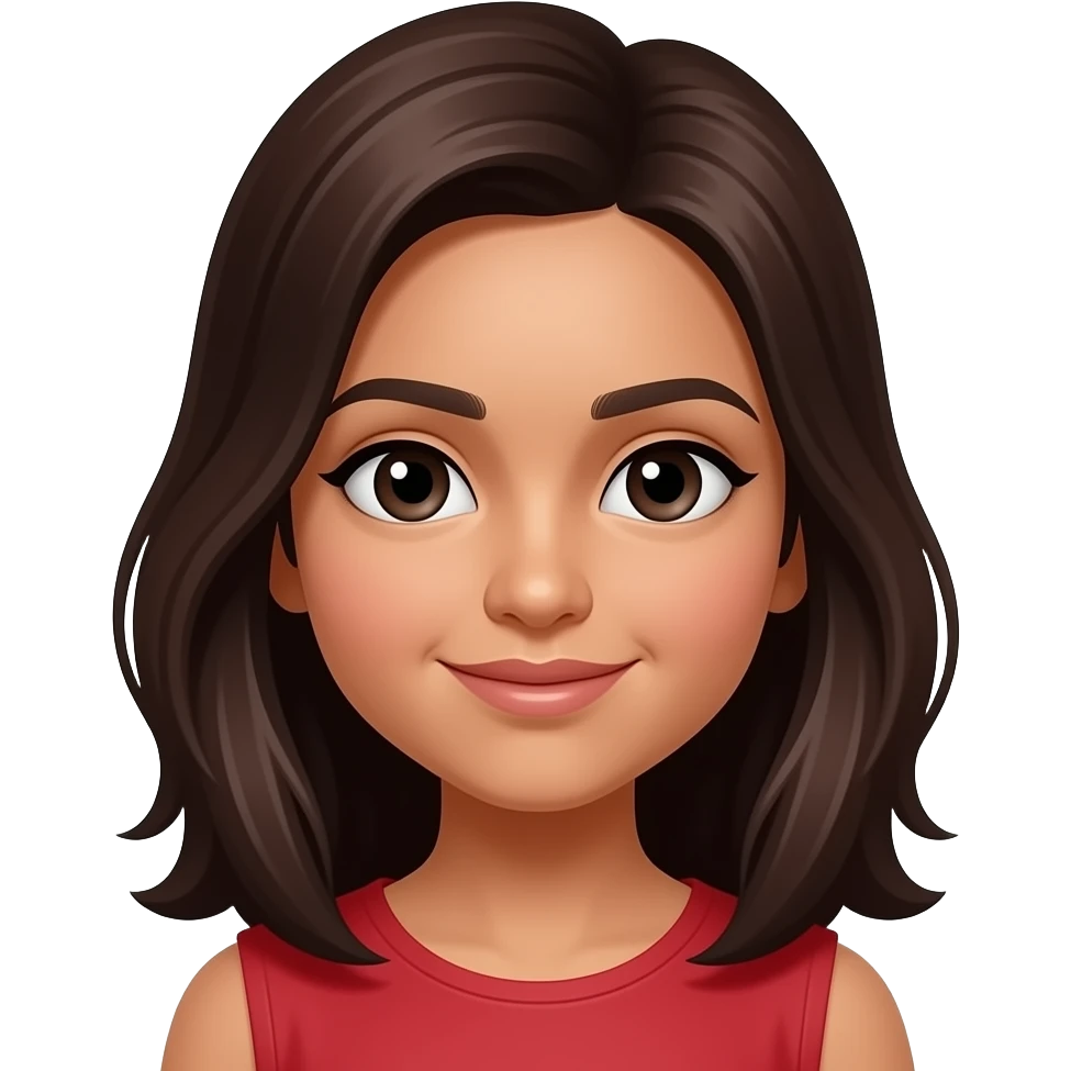 make my memoji, a girl with medium length dakr brown hair black eyes, asian, indian emoji