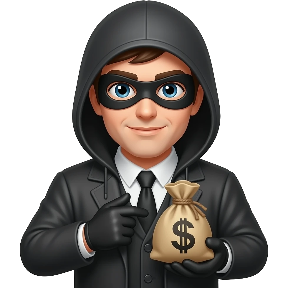 Un ladrón con una bolsa de dinero emoji