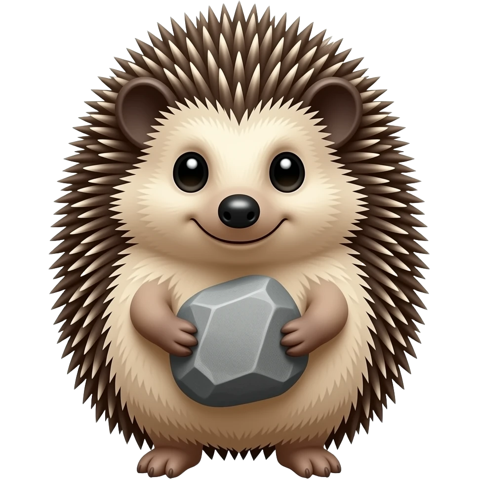 hedgehog holding rock emoji