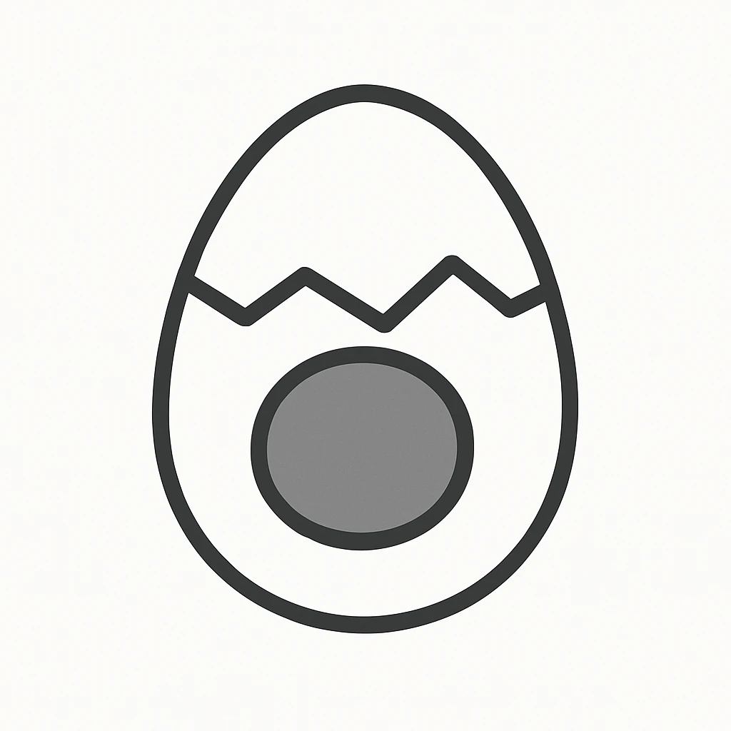 cracked egg with yolk showing, minimal style emoji