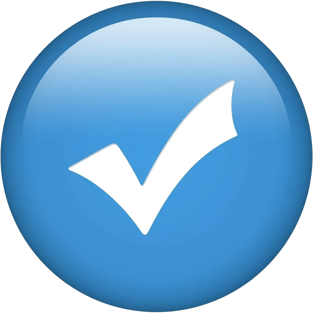 Bir çember olsun içi mavi olsun üstünde ise beyaz renkte tik normal olsun emoji