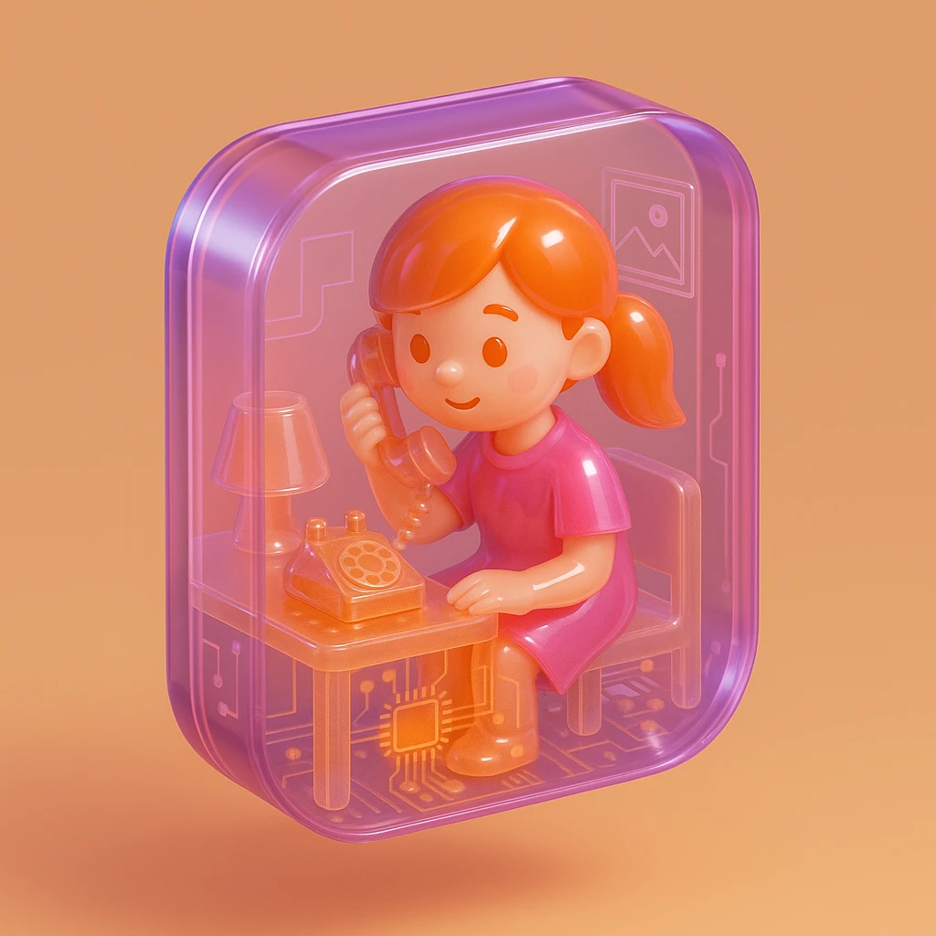 girl talking on telephone in her room emoji