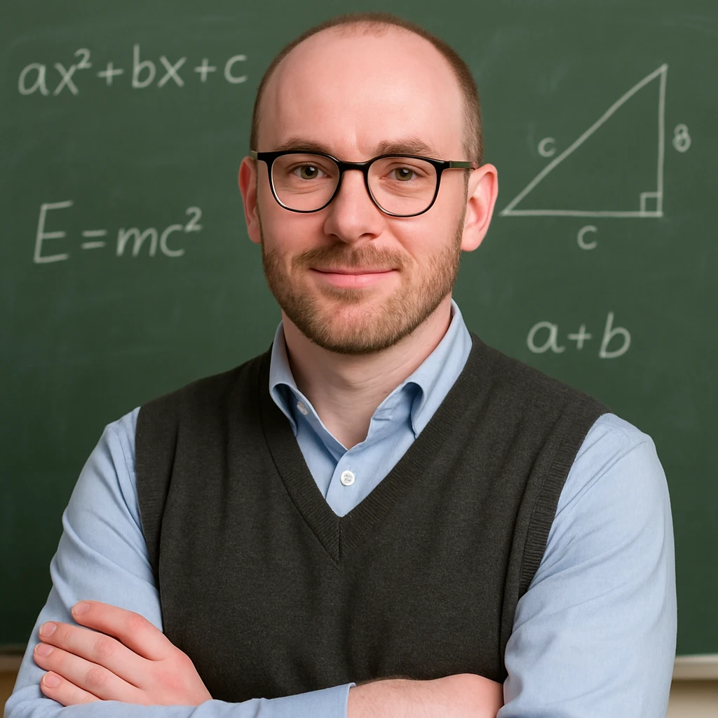profesor con cabello muy corto, con ligeras entradas, barba muy fina y gafas, piel rosada emoji