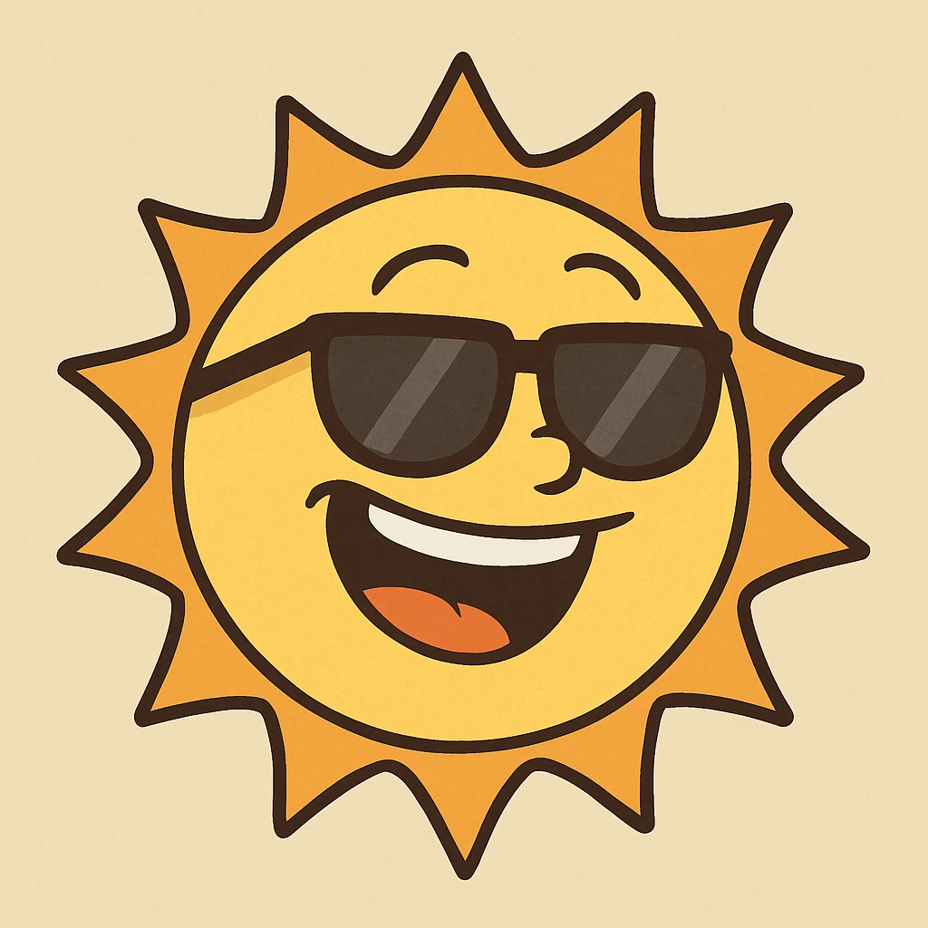 A cheerful sun with sunglasses emoji