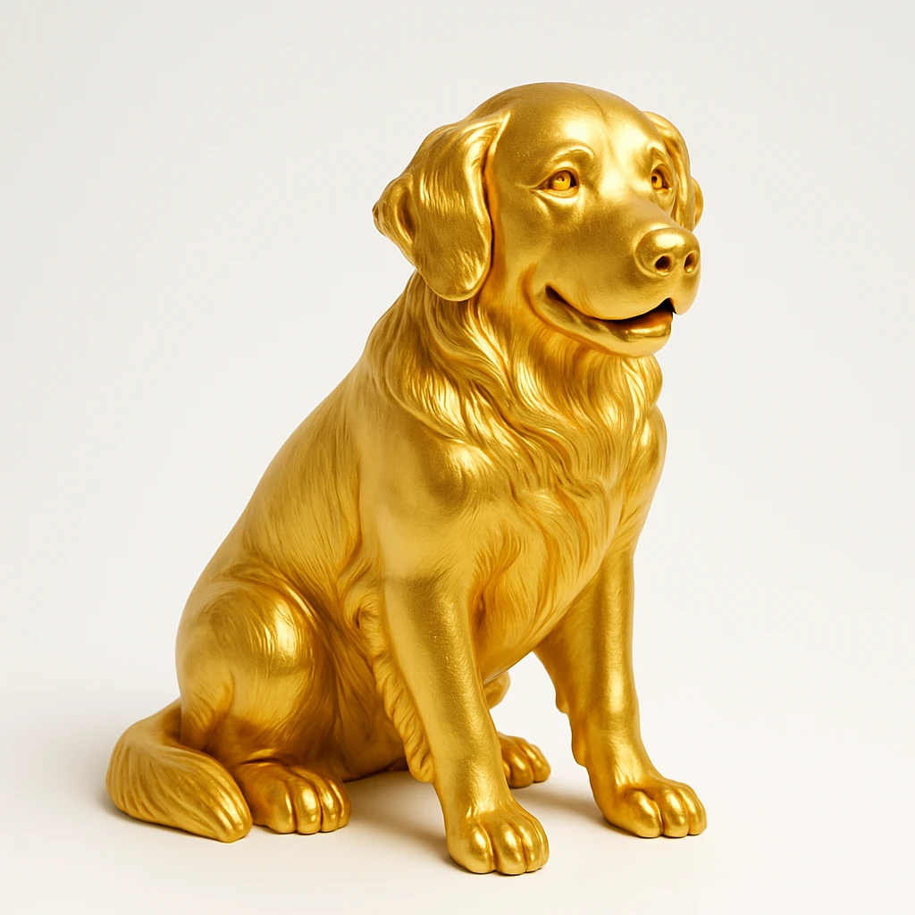 golden retriever, friendly, fluffy, sitting, simple background emoji