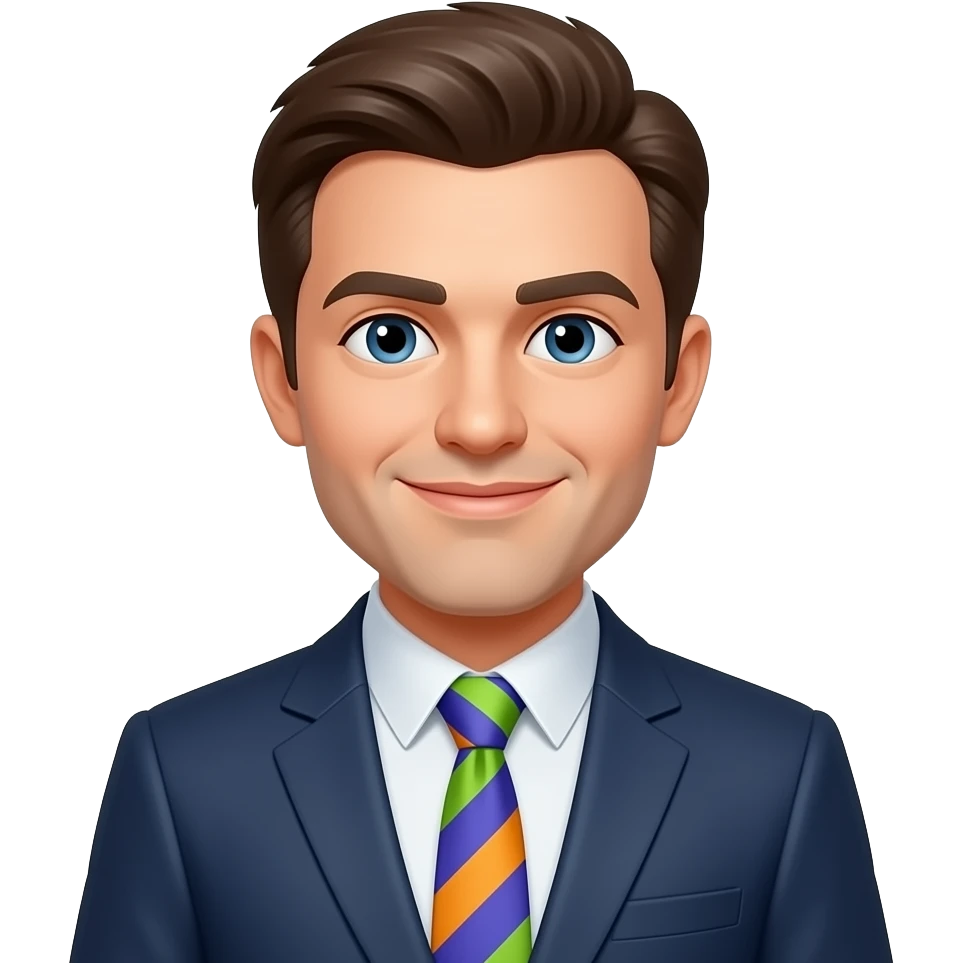 man wearing multi color tie emoji