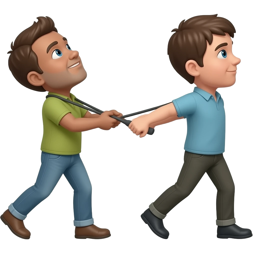 A figure dragging another figure by the scruff of the neck emoji