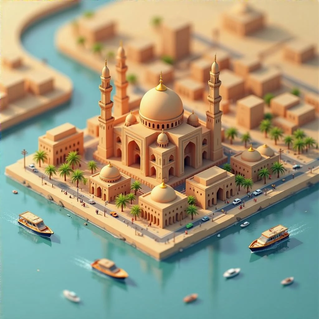 Isometric minimalistic illustration of Cairo, subtle 3D miniature effect and Tilt Shift effect, no cartoonish look, transparent background. emoji