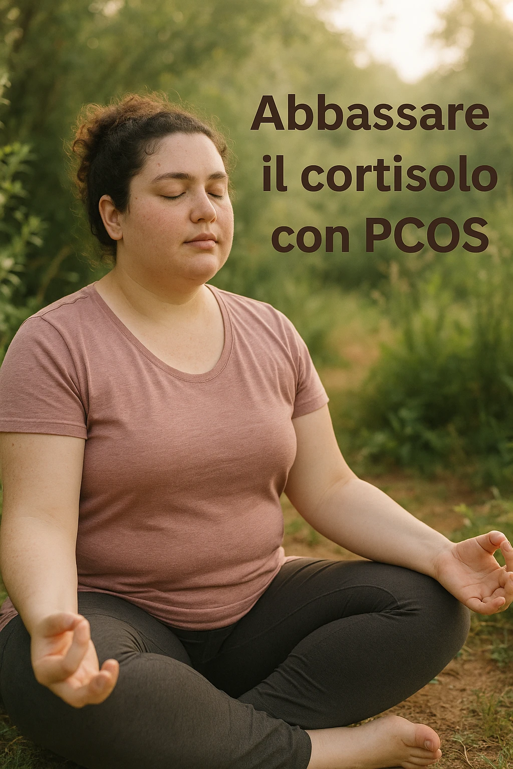Donna con pcos che abbassa il suo cortisolo immagine realistiche in italiano emoji