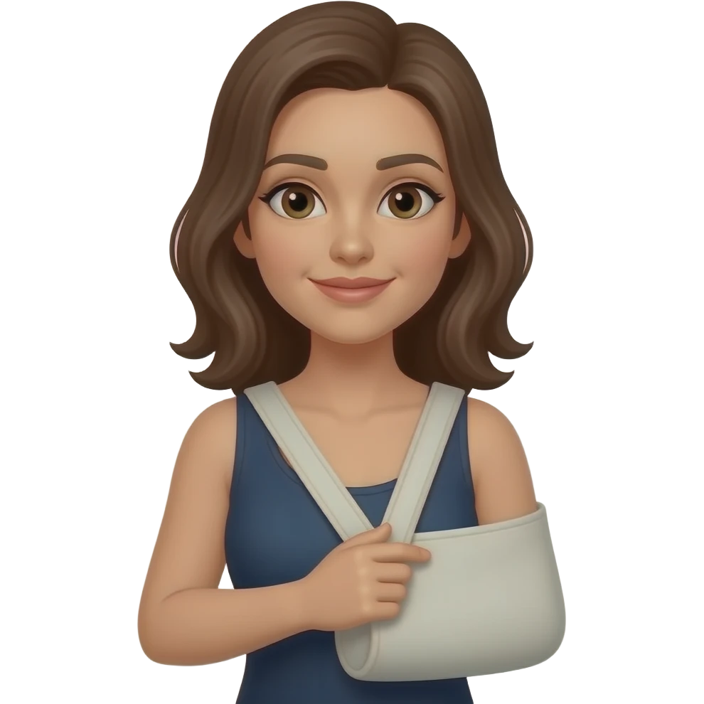Woman wearing sling on right arm emoji