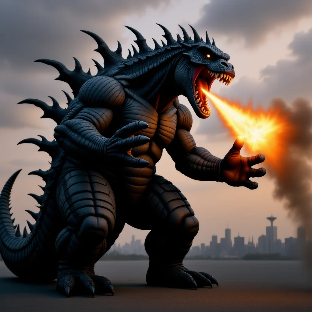 godzilla attacking ny emoji
