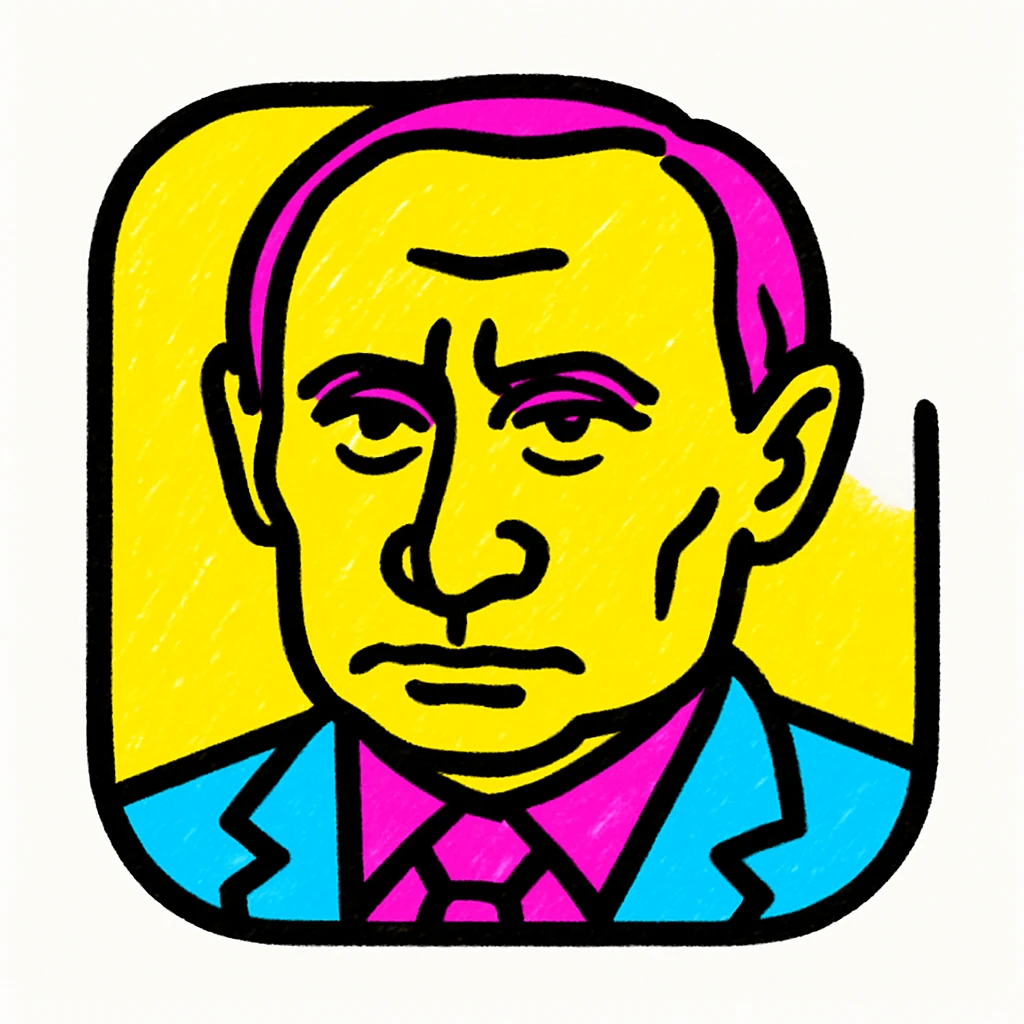 app icon of Vladimir Putin, pop art style, vibrant colors, no text, graphic look emoji