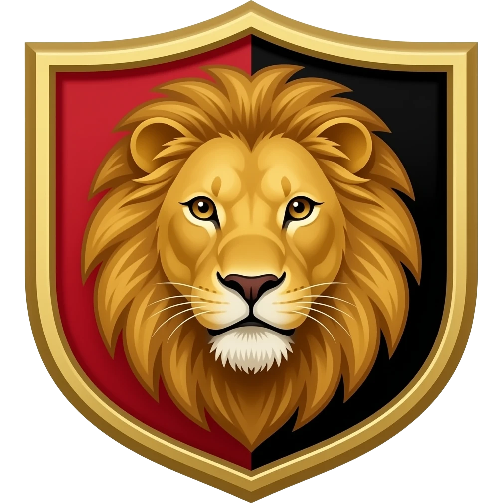 skin city country lion in the middle red black gold crest emoji