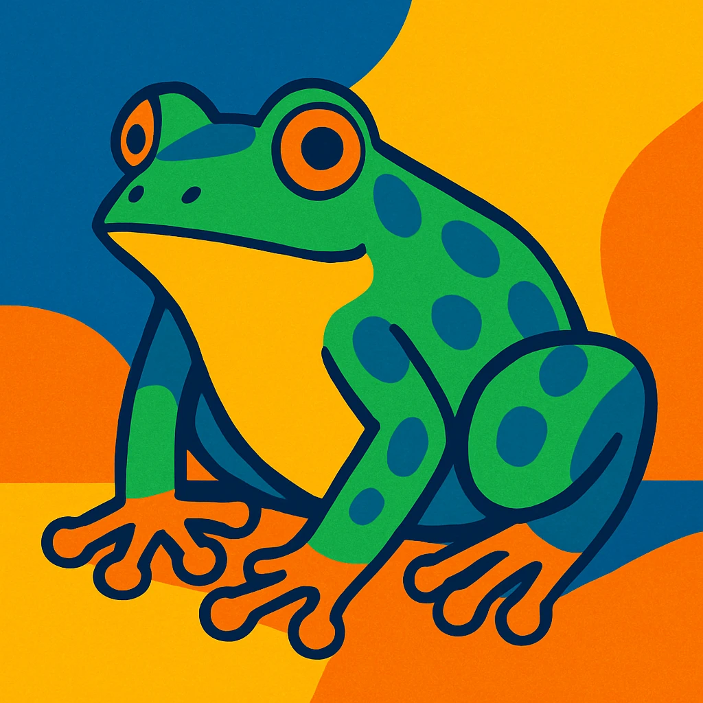 vibrant toon style frog emoji