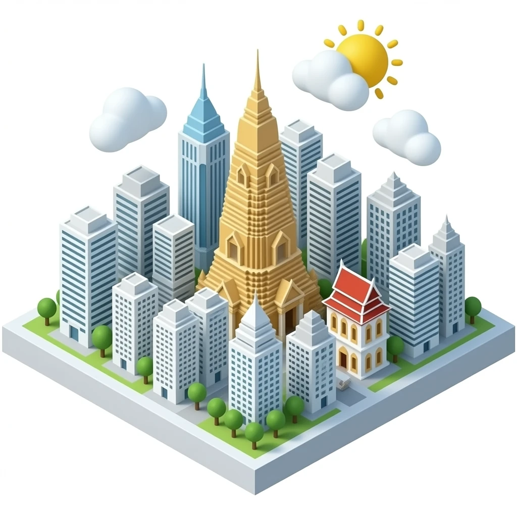 bangkok 3d isometric miniature emoji