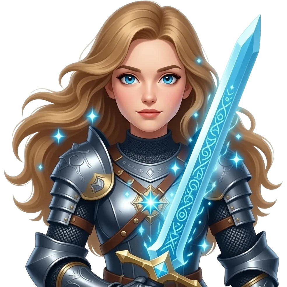 hero girl fantasy magic knight emoji