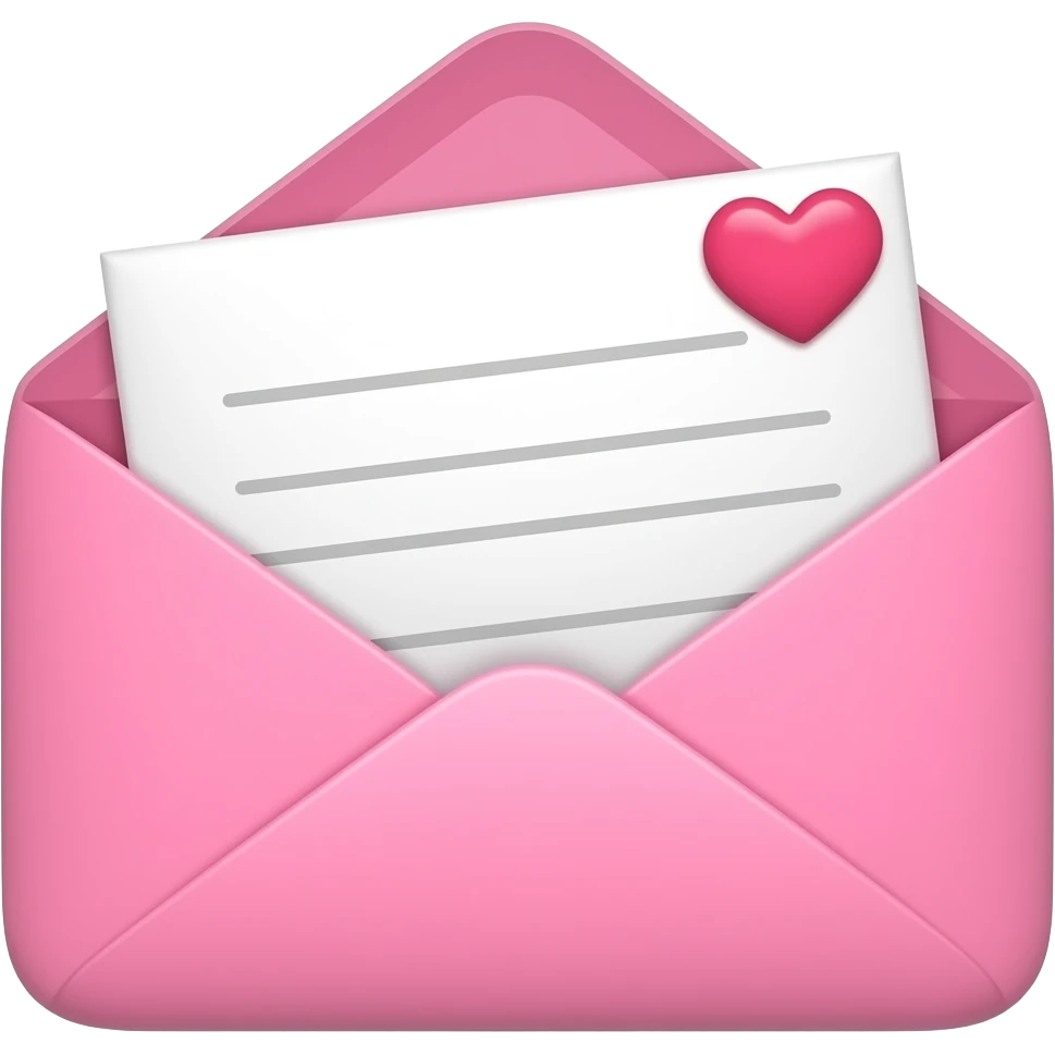 розовые конверты милые открытый с запиской сердечком emoji