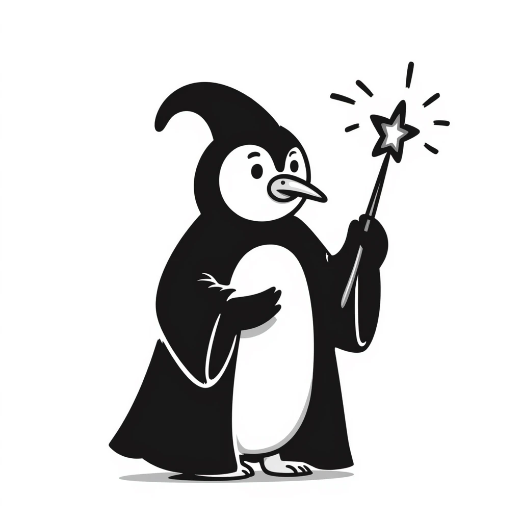 A penguin wizard emoji