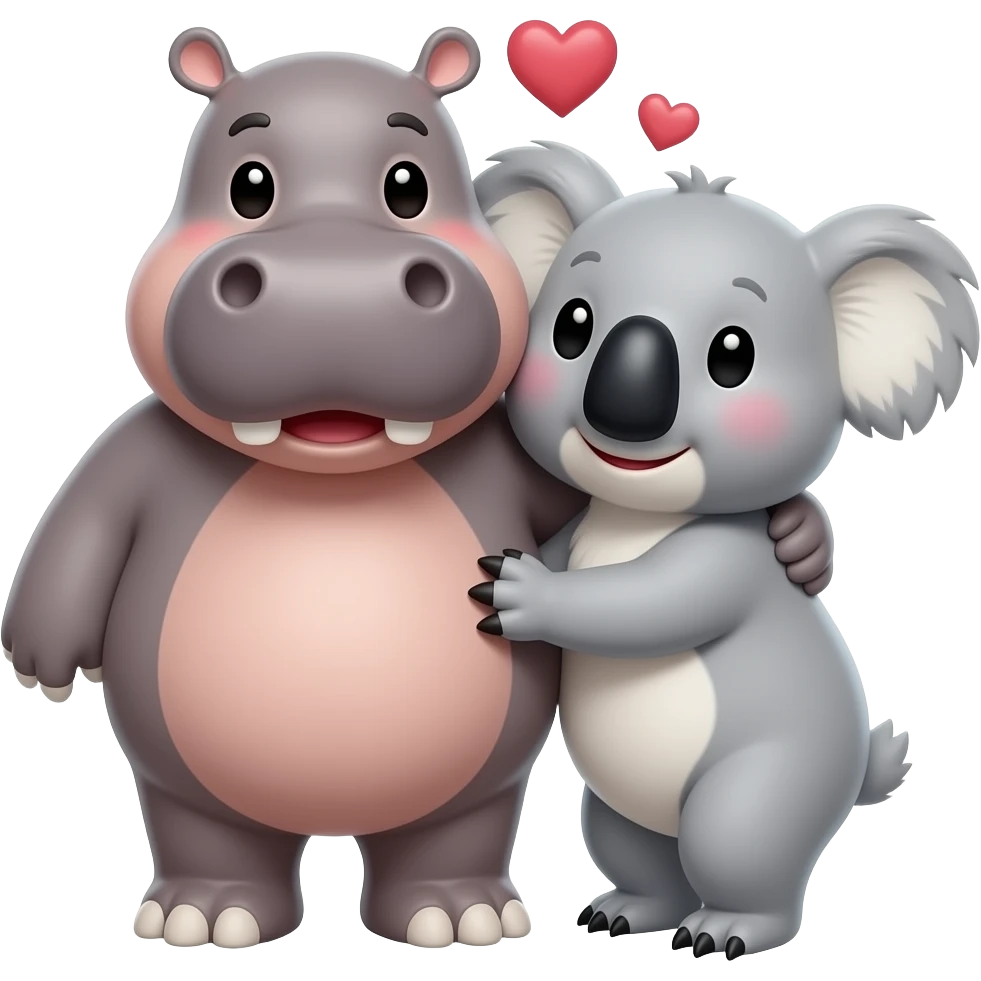 hippo in love with a koala happy emoji