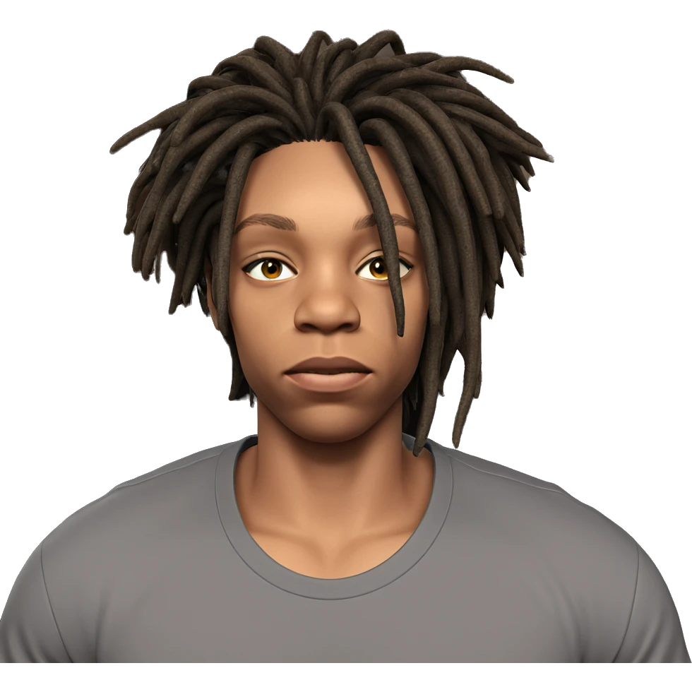 dreadlocked boy indoors portrait emoji