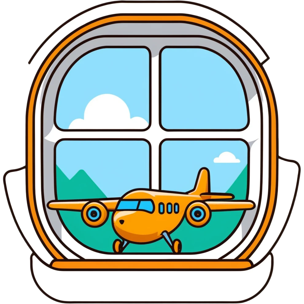 Airplane with windows with a bear behind one of the windows emoji