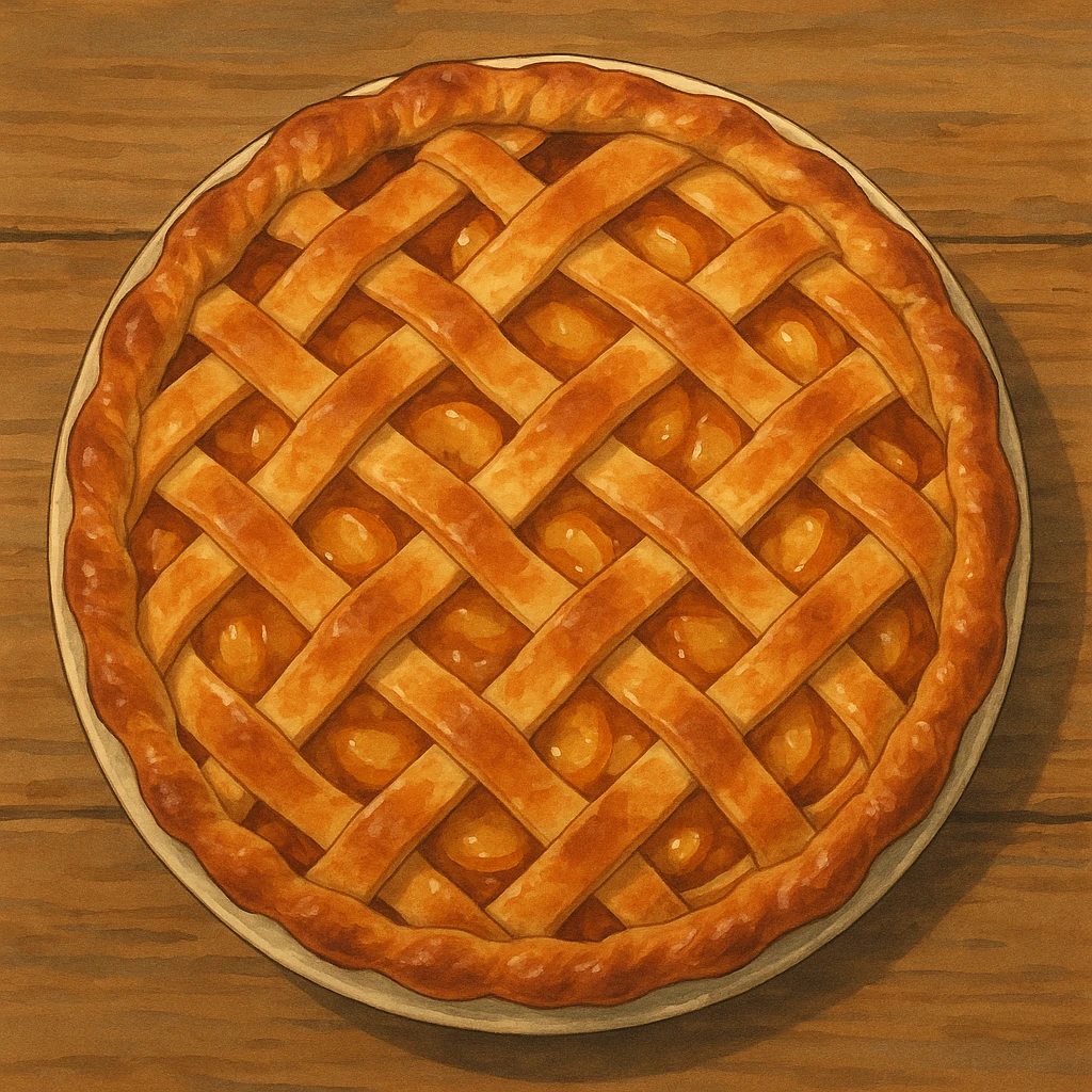 apple pie from birds eye view, lattice pie crust emoji