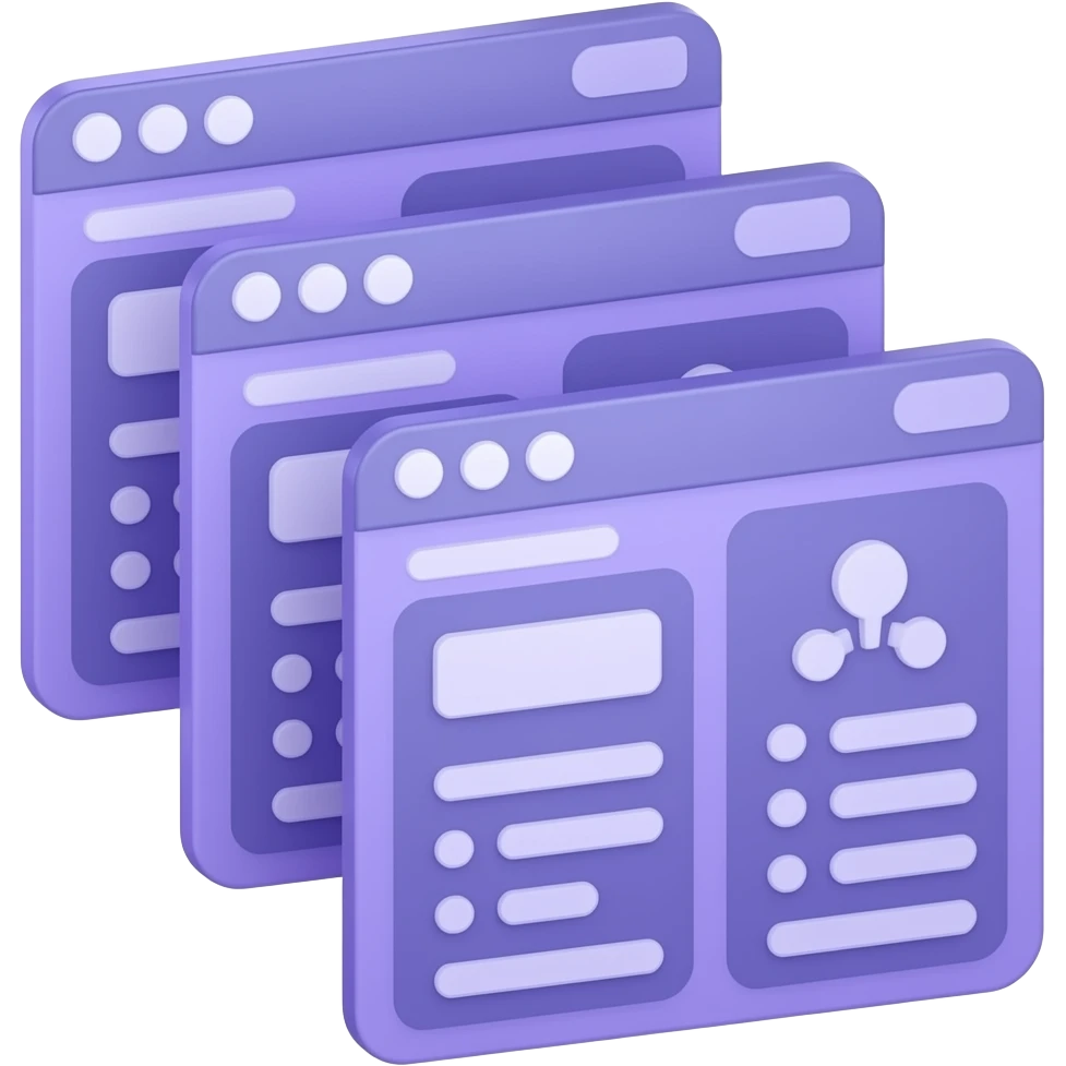 Purple color layer UI pop ups 2D render iPhone emoji png of a detailed Computer UI pop ups emoji