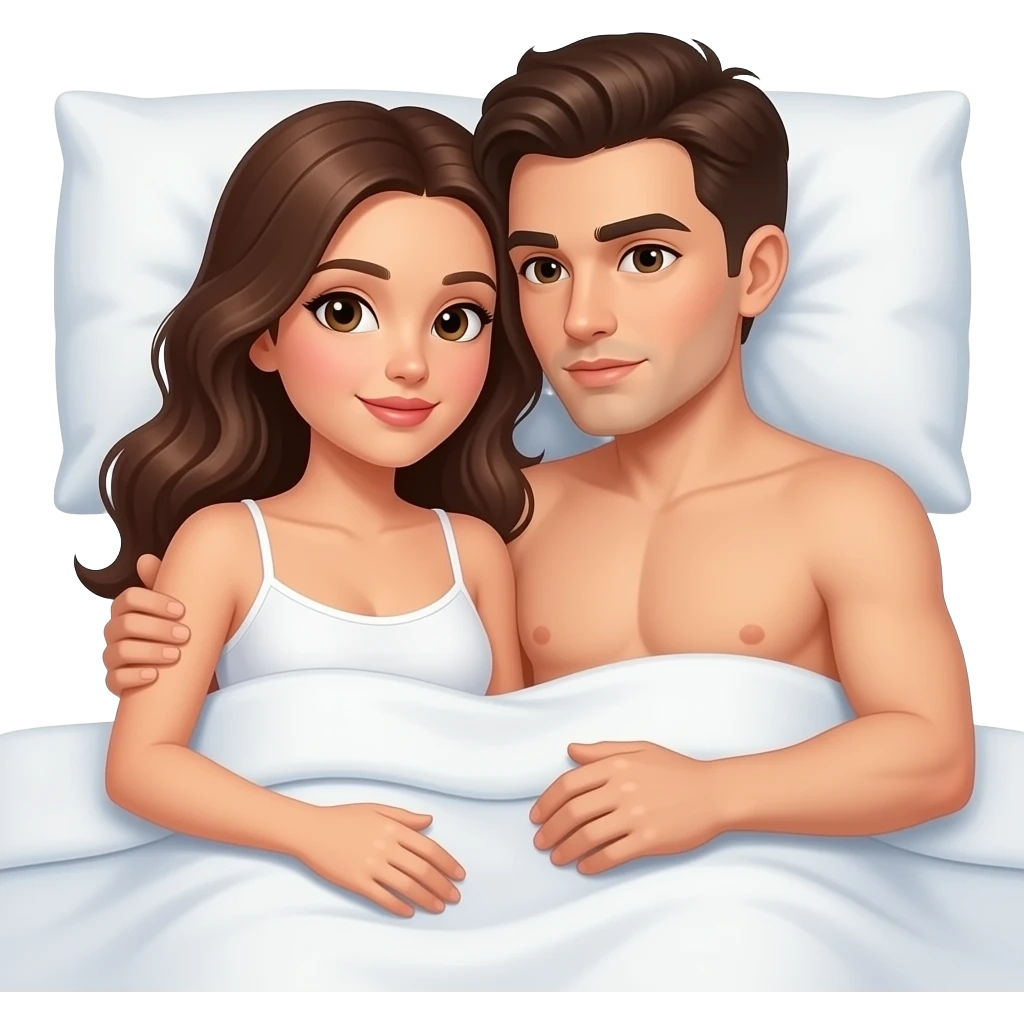 Naked couple in bed having sex emoji