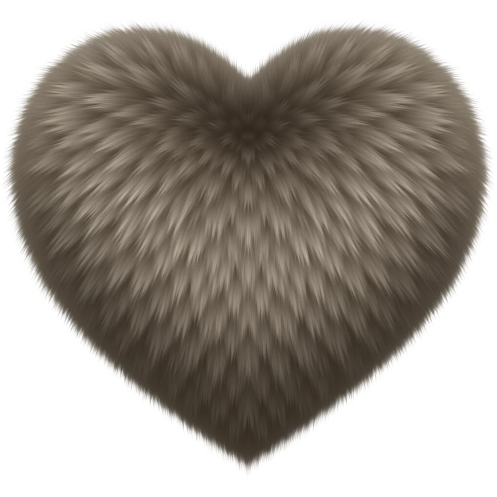 Furry natural greyish brownish heart emoji