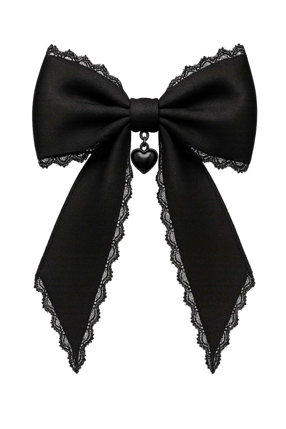  gothic bow with black lace trim and heart charm, remove background emoji