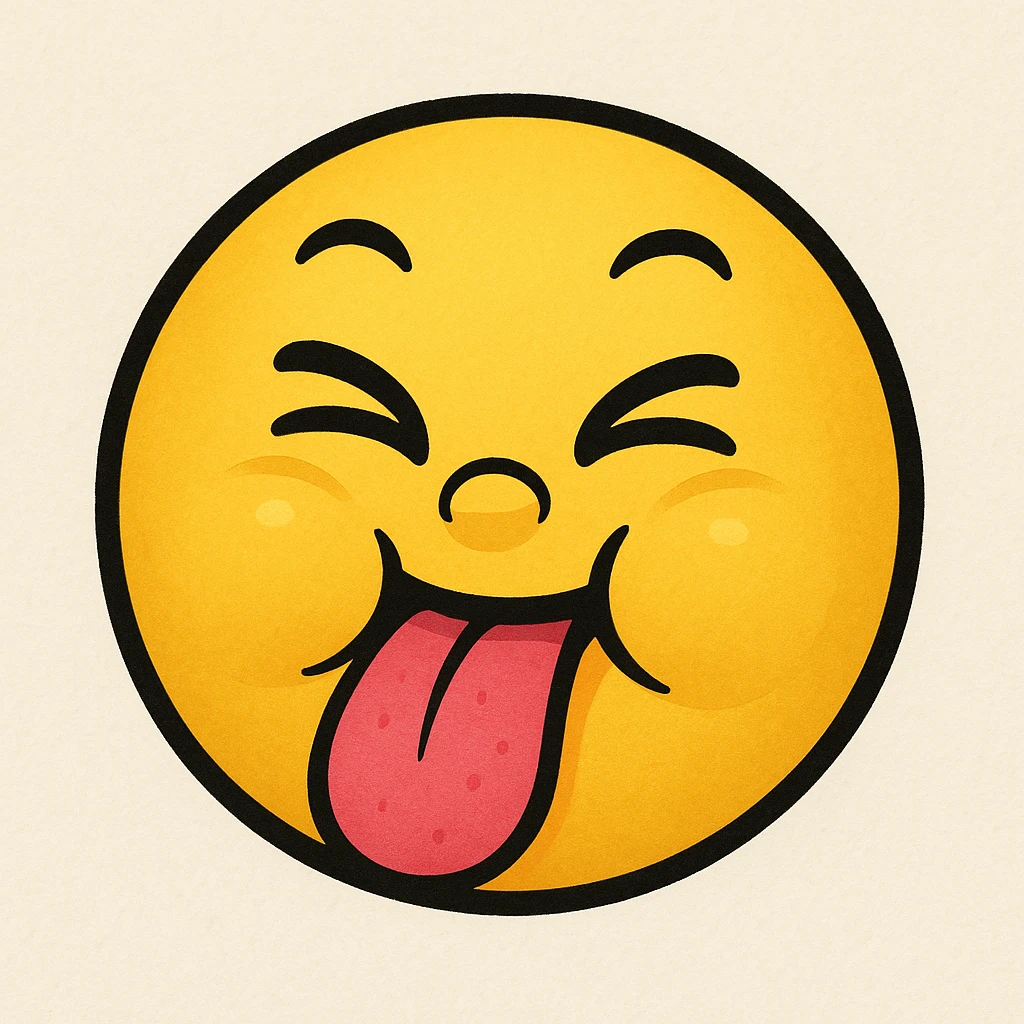 yellow emoji with a face blowing a raspberry emoji
