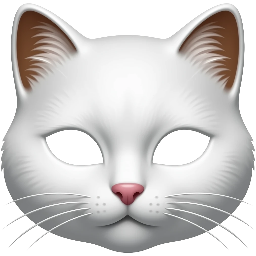 White cat mask with brown inner ears emoji